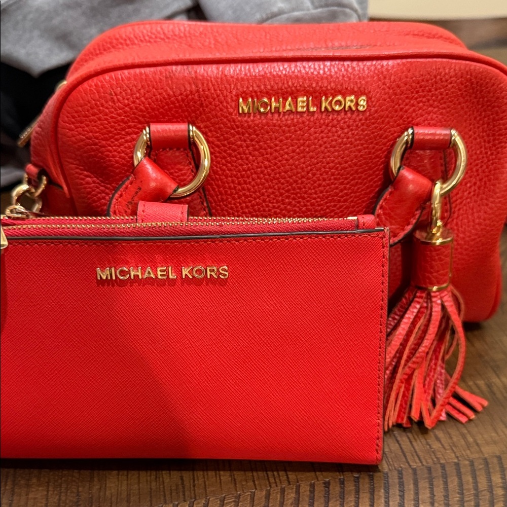 Michael Kors Vibrant Red Crossbody Bag Set